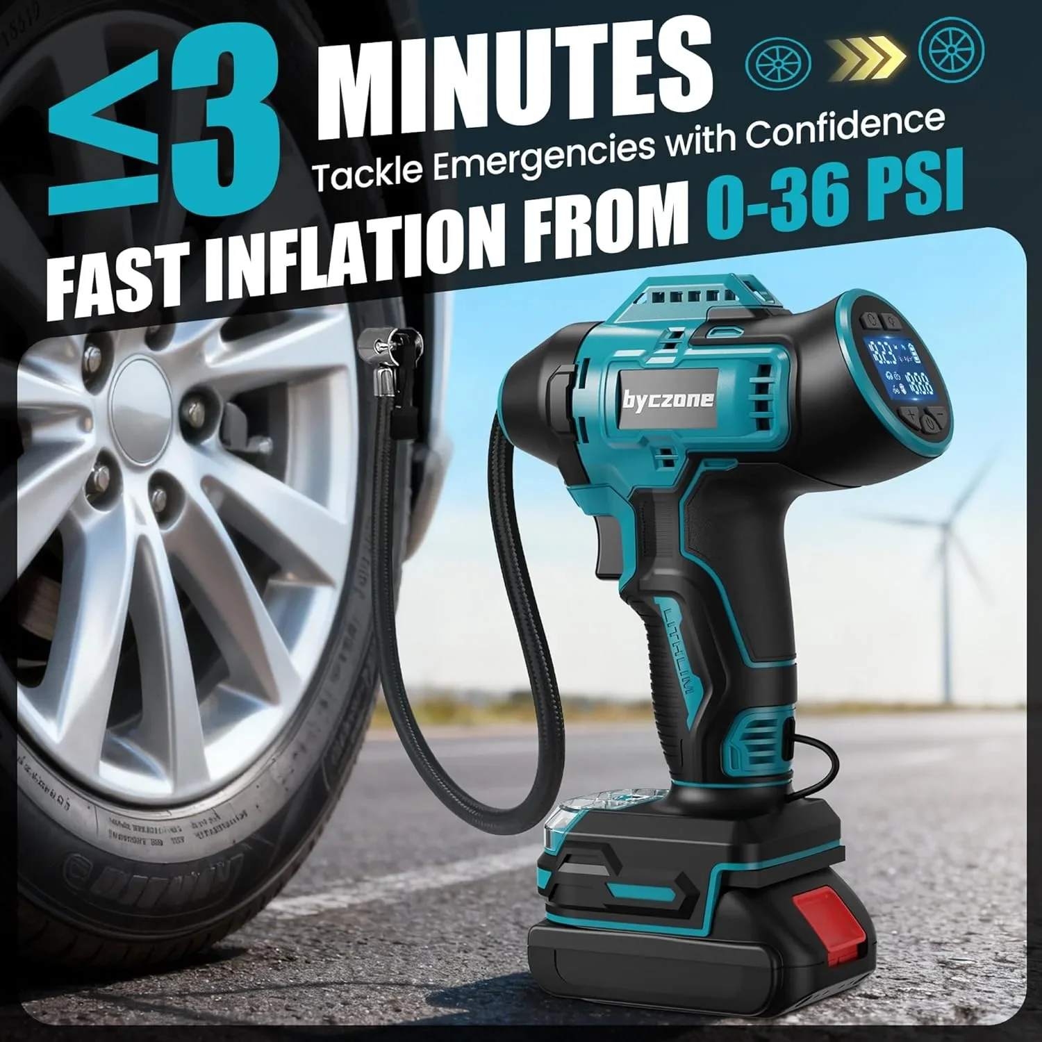 Безжичен въздушен компресор 160 PSI с LCD манометър за Makita 18V (без батерия) — снимка 3