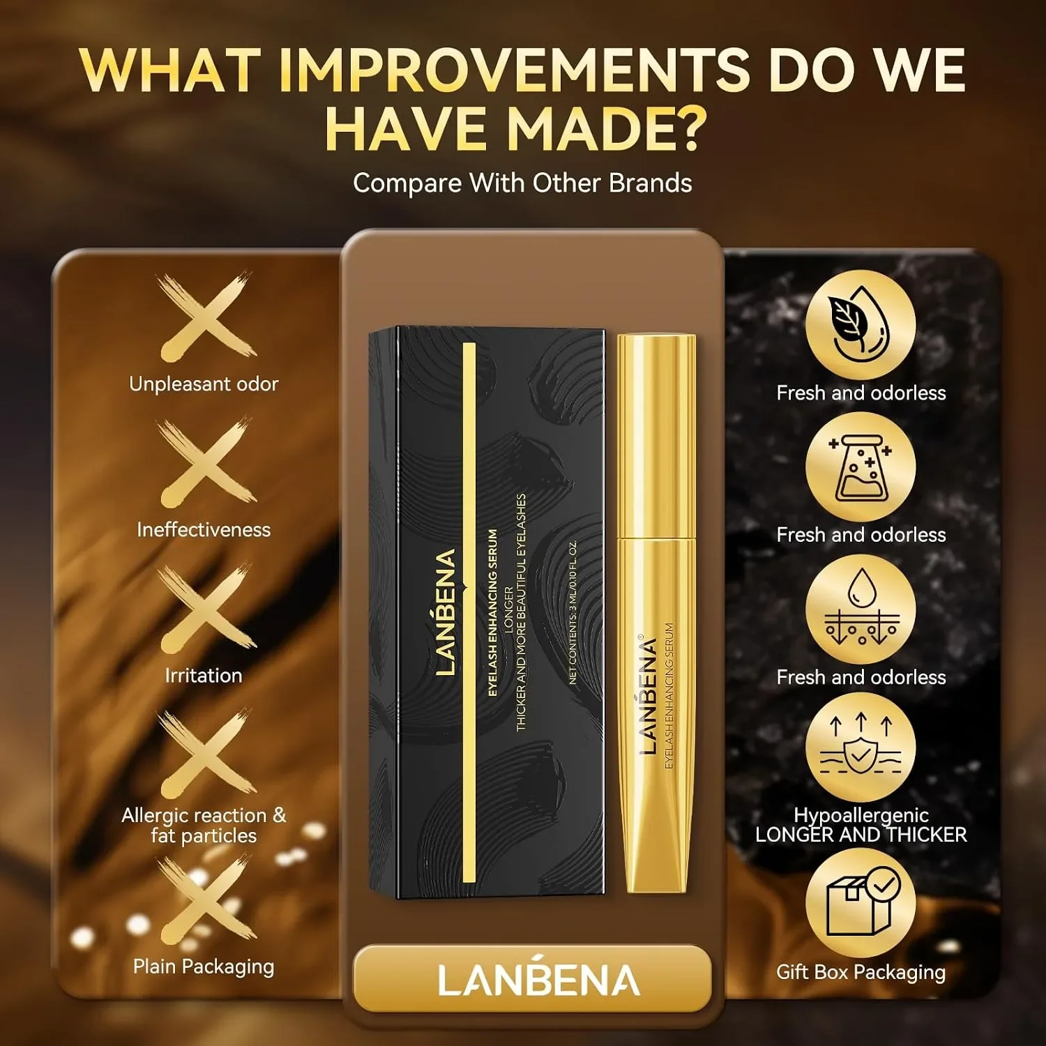 Серум за растеж и подсилване на мигли LANBENA, 3 ml (Eyelash Enhancing Serum) — снимка 7