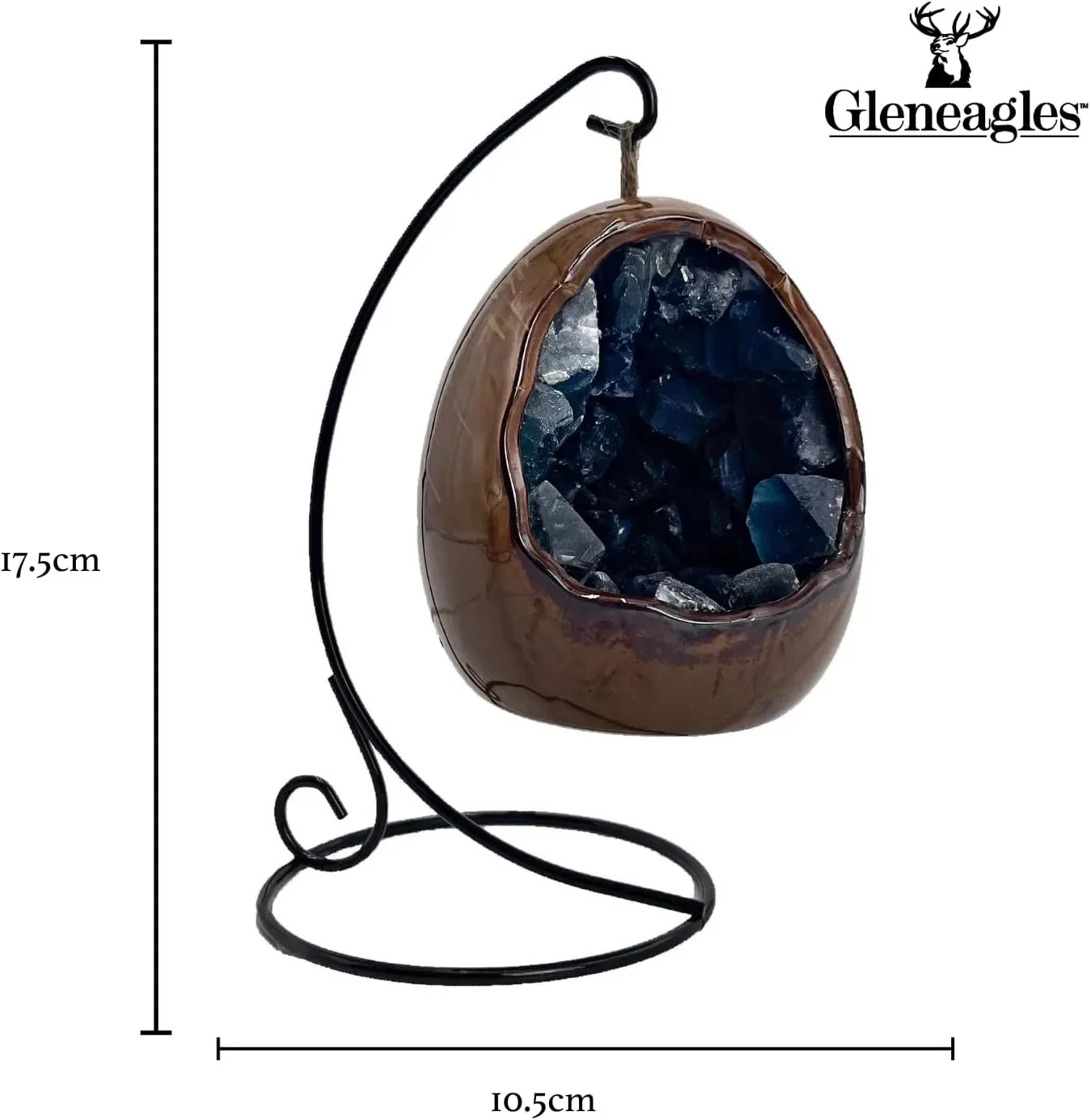 Gleneagles Кристална лампа от син флуорит, LED нощна лампа, декоративно осветление с USB — снимка 2