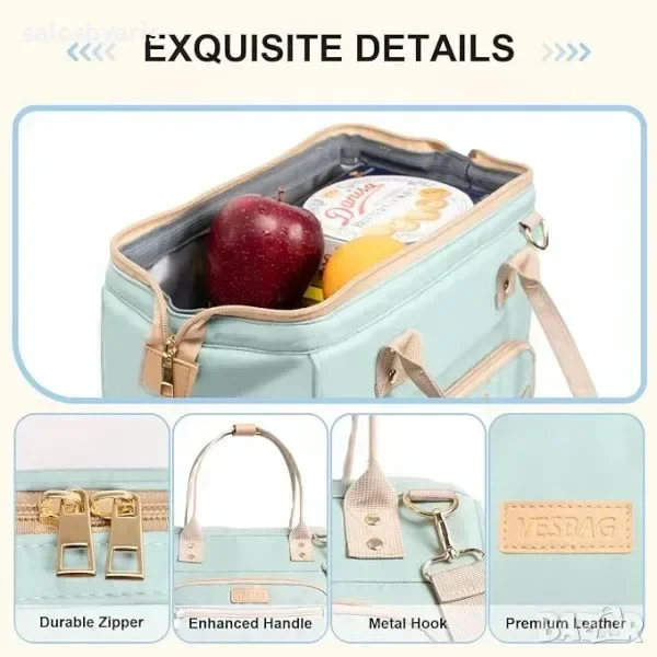 YESBAG Изолирана Чанта за Обяд за Жени, Практична и Здрава, Синя — снимка 4