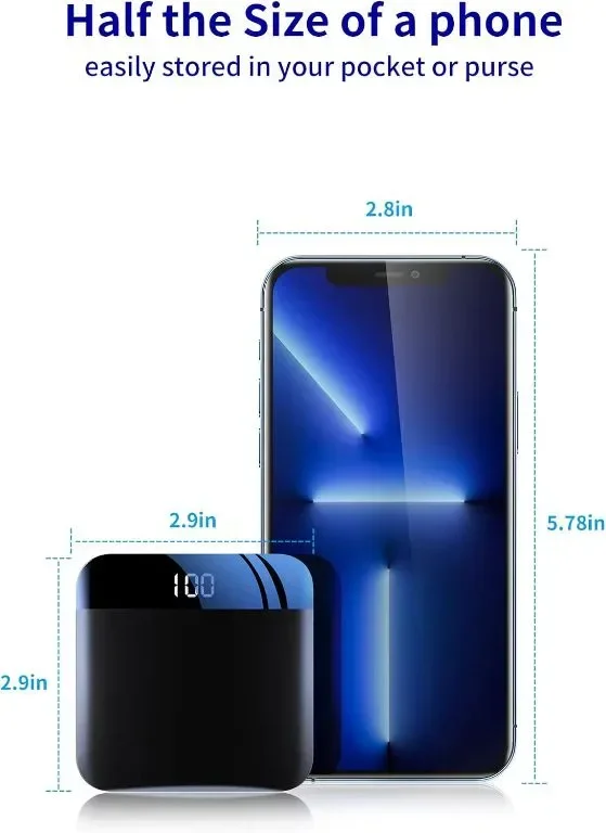 Bscame Power Bank, 10000mAh преносимо зарядно устройство USB-C Ultra-Compact, QC3.0 — снимка 4