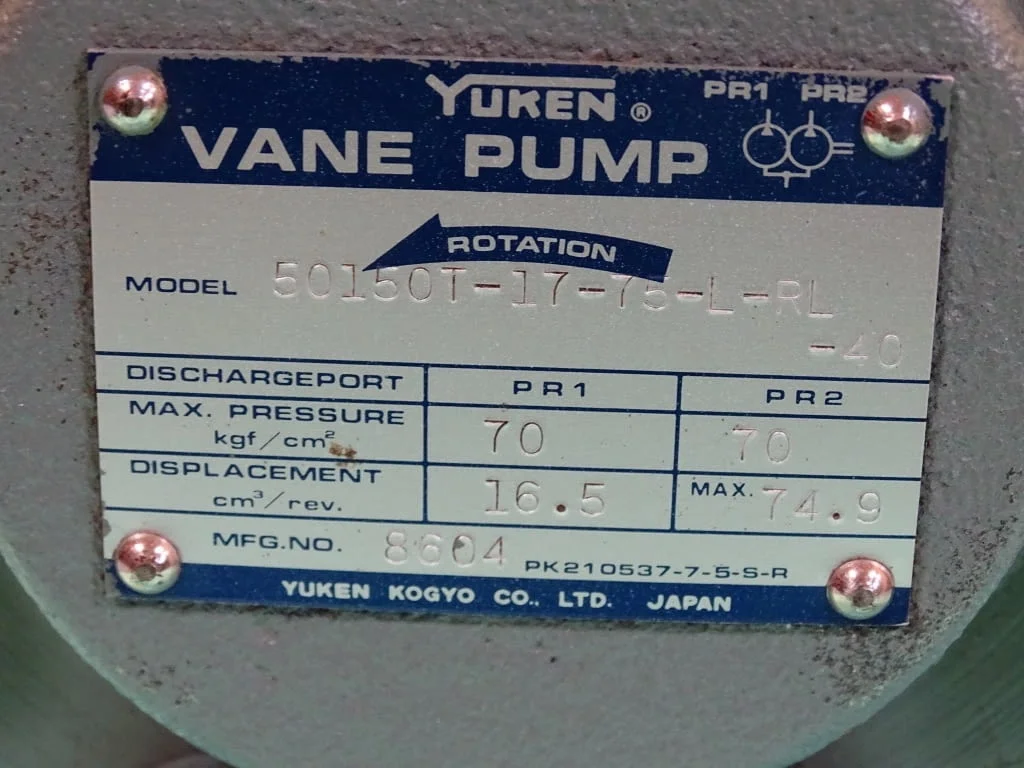 Хидравлична помпа YUKEN 50150T-17-75-L-RL-40 vane pump 70Bar — снимка 10