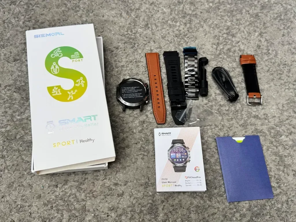 Смарт часовник SIEMORL за мъже, 1,45" HD AMOLED дисплей, приемане/осъществяване на повиквания, IP68 — снимка 7