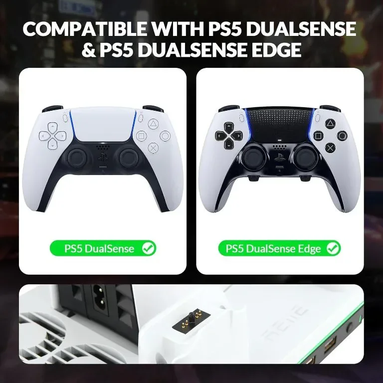 reiie многофункционална охлаждаща стойка PS5 Slim, за два контролера, RGB и вентилатор — снимка 3