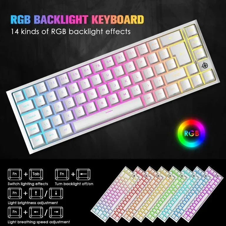 EWEADN MK26 UK Layout 60% игрална клавиатура, 22 RGB Chroma Backlit, 67 клавиша, USB кабелна — снимка 4