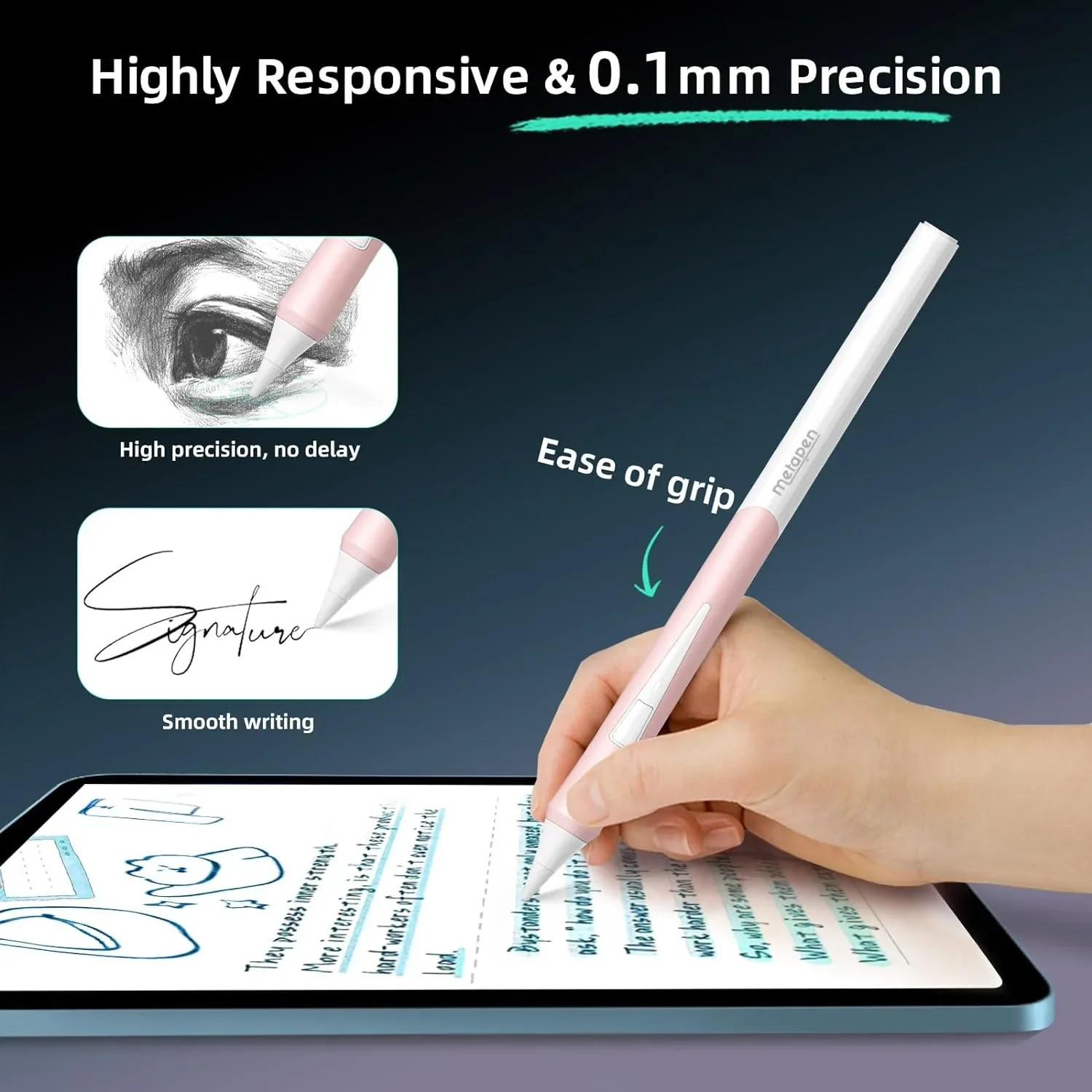 Metapen Pencil D1 за iPad 2018–2024 – стилус с Bluetooth и Action бутон — снимка 3