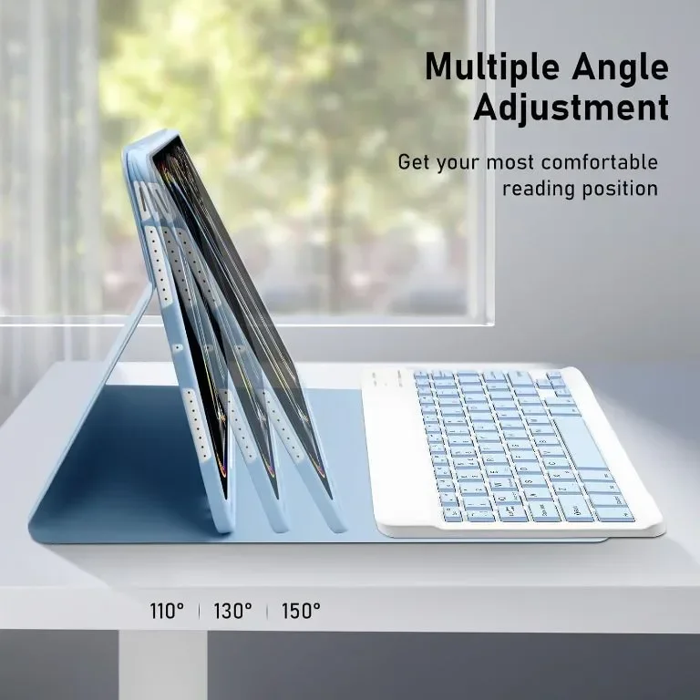 tititinita Калъф с клавиатура за iPad Pro 11 инча 2024 (M4), с подвижна Bluetooth клавиатура, син — снимка 4