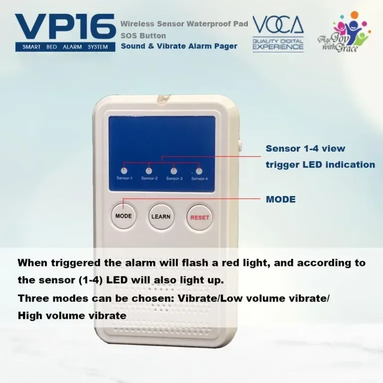 VOCA Smart Bed Alarm System за възрастни хора VP16 Безжична водоустойчива сензорна подложка пейджър — снимка 5