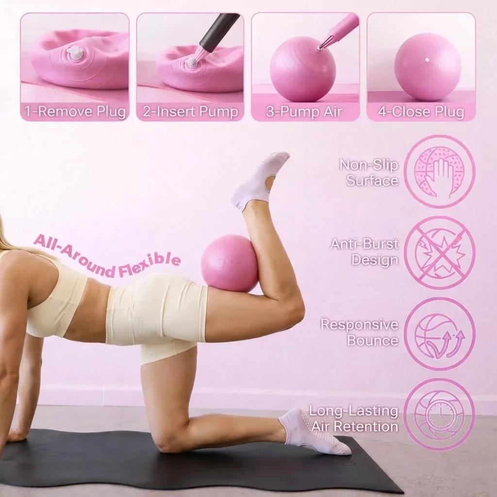Премиум комплект за пилатес и разтягане – Pilates board със стягащ ластик, пръстен, топка и тежести — снимка 3