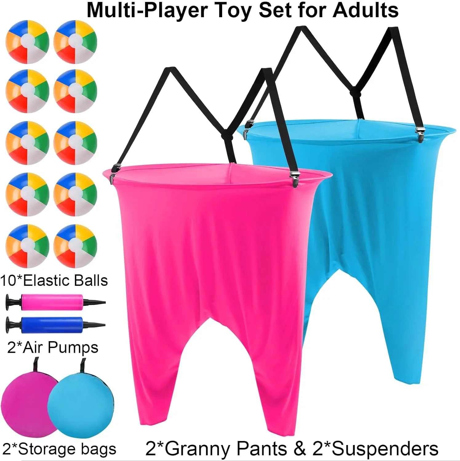 Комплект „Granny Pants Yard Game“ – 2 големи бабини панталони, 10 надуваеми топки и 2 помпи — снимка 3