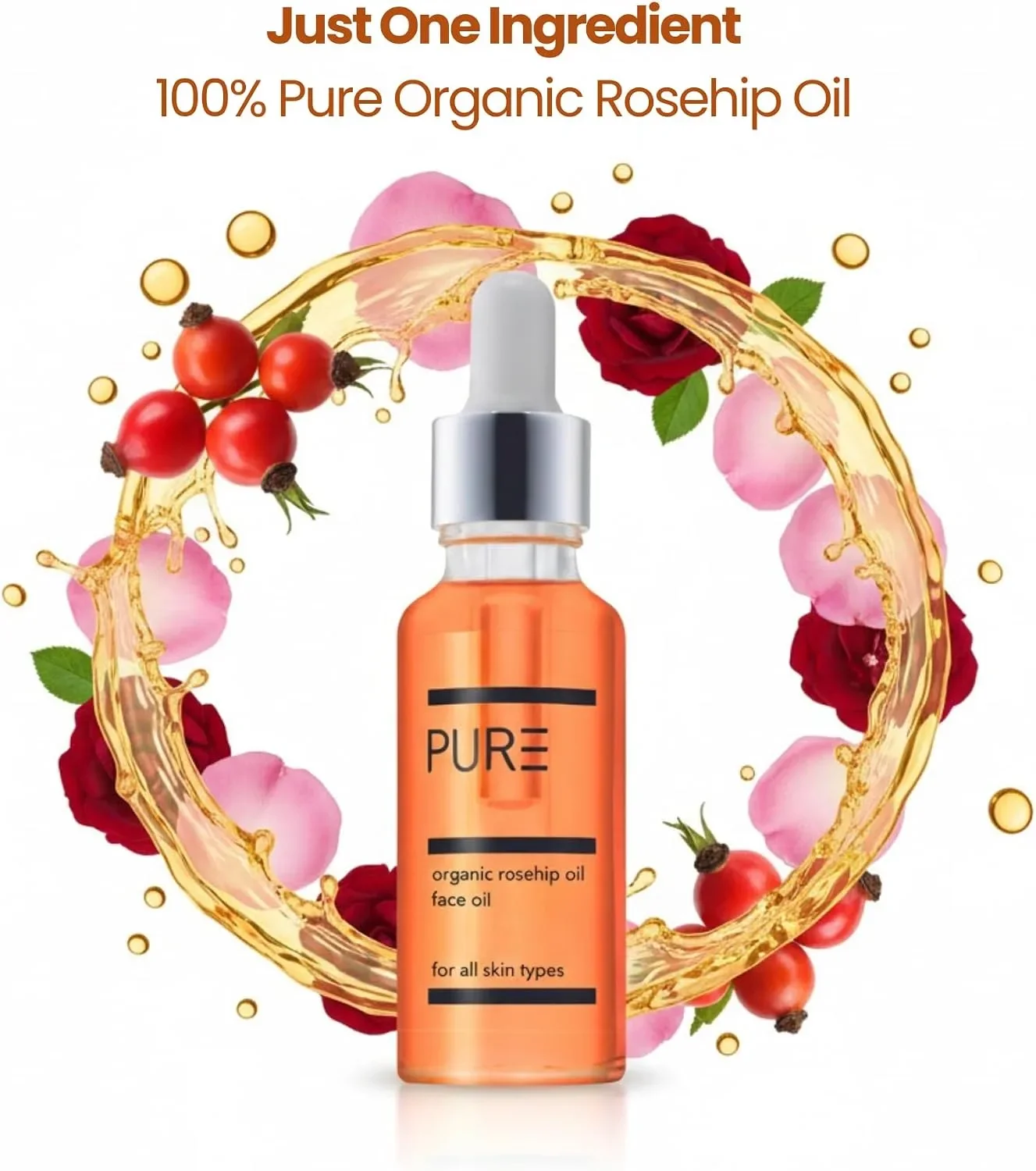 PURE Organic Rosehip Oil – Био масло от шипка за лице (за всички типове кожа) — снимка 4