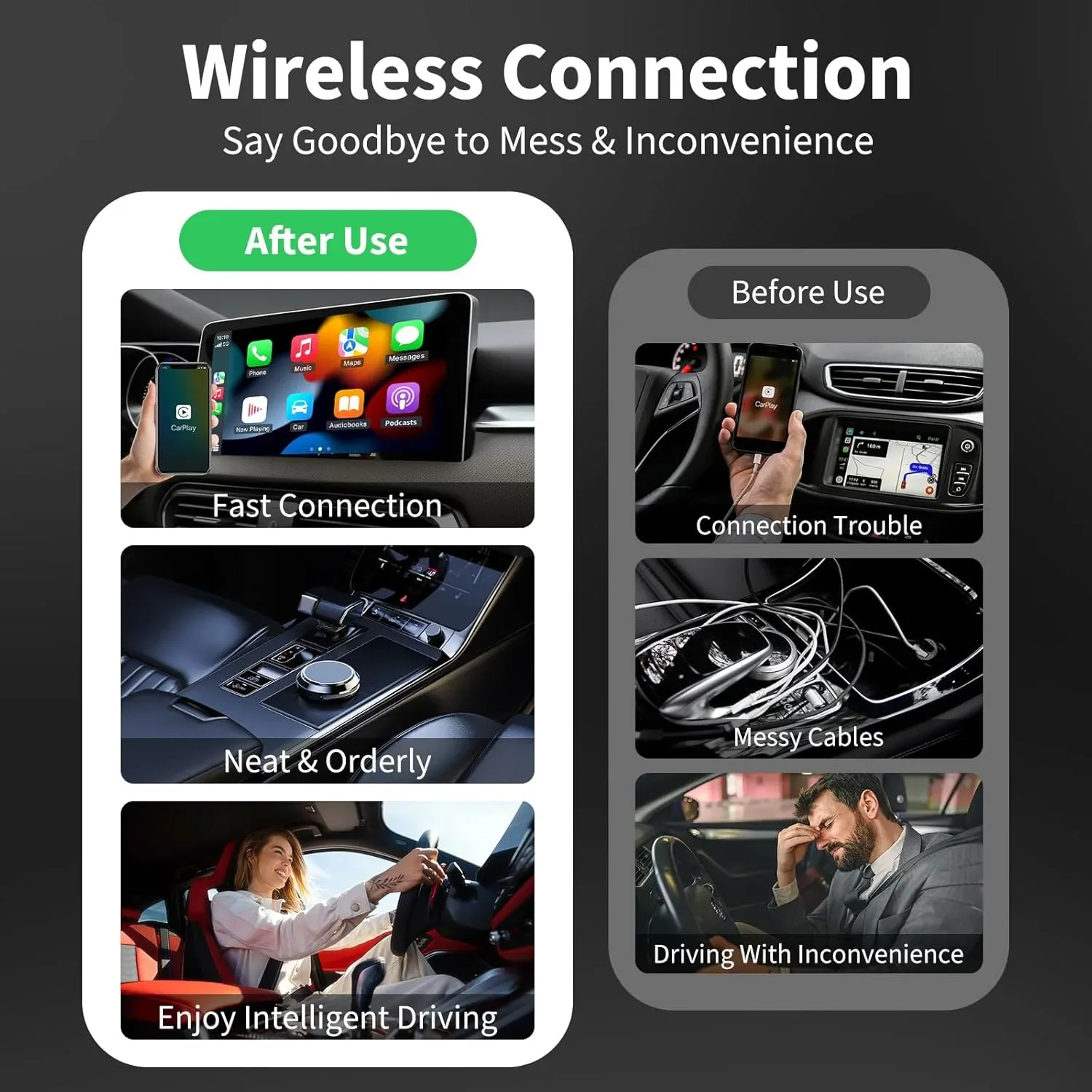 ACMOUNT 2-в-1 безжичен CarPlay и Wireless Android Auto адаптер (iOS 10+ / Android 11+) — снимка 5