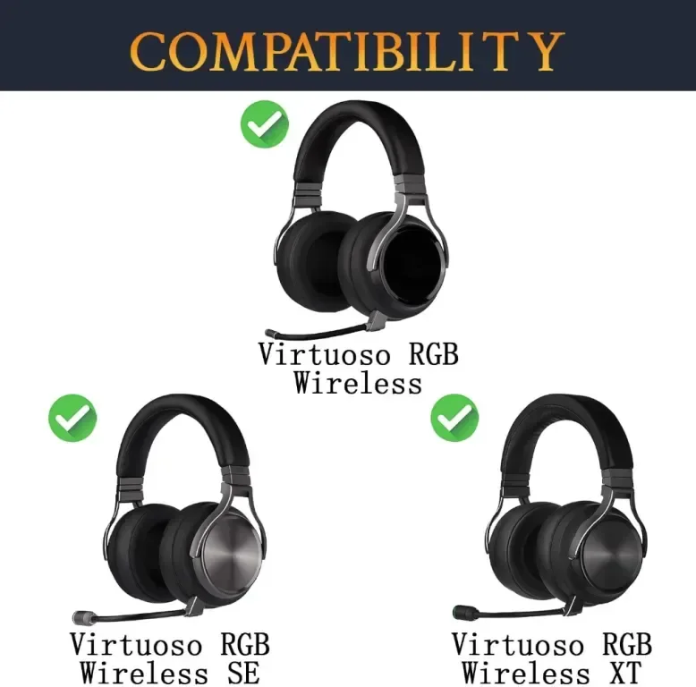 SOULWIT лента за глава и подложки за уши от протеинова кожа, за Corsair Virtuoso RGB Wireless XT SE — снимка 2