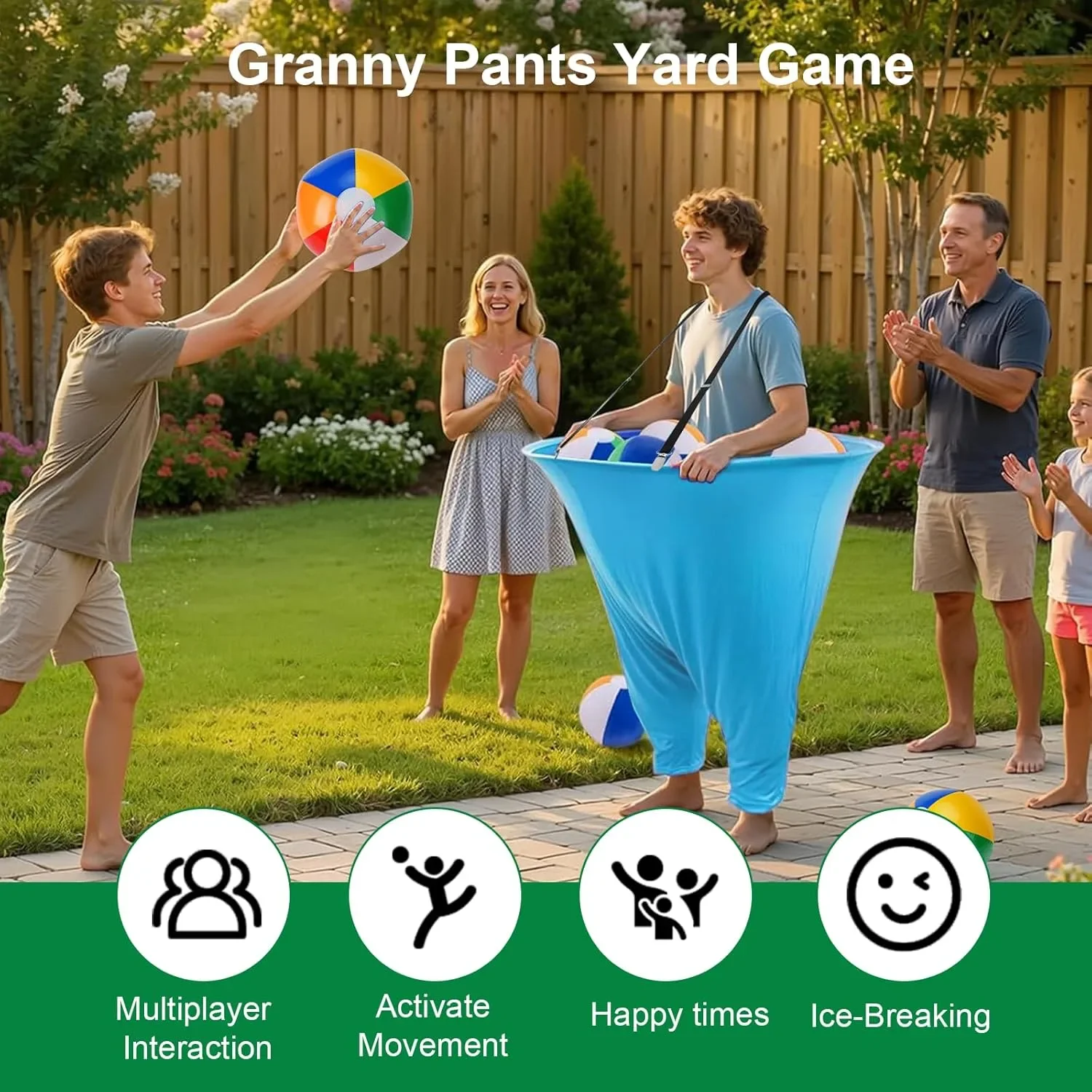 Комплект „Granny Pants Yard Game“ – 2 големи бабини панталони, 10 надуваеми топки и 2 помпи — снимка 8