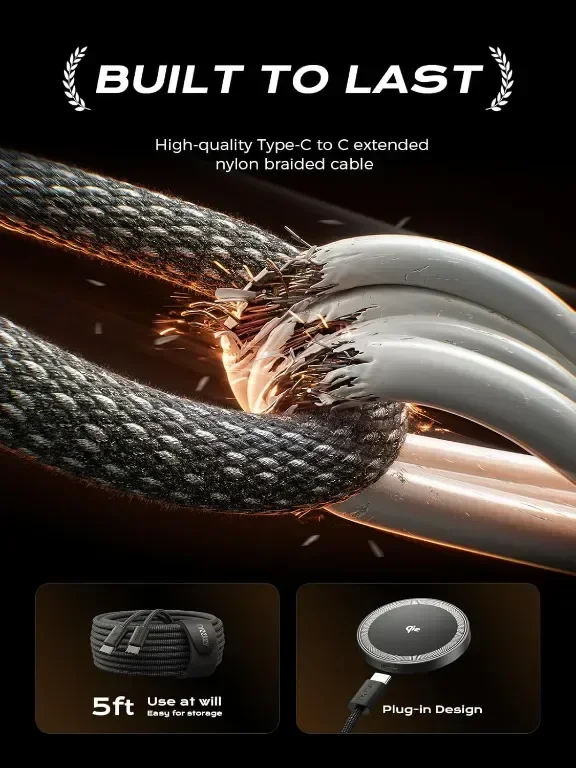 Threekey 15W Qi2 Mag-safe Съвместима безжична зарядна стойка за iPhone и Airpods, черна — снимка 8