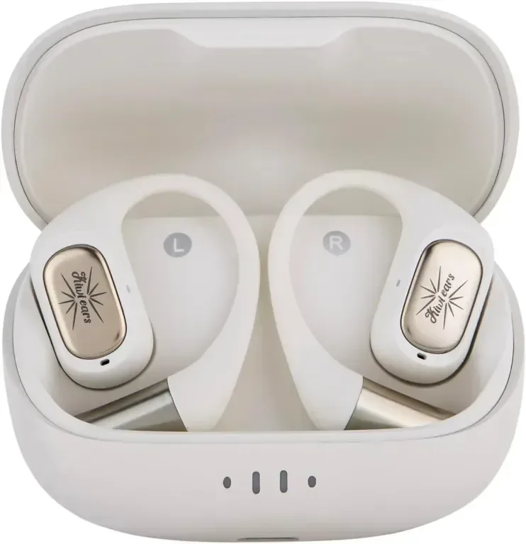 Linsoul Kiwi Ears Attiva OWS безжични слушалки, Open Ear Bluetooth 5.4 с ANC шумопотискане, бели