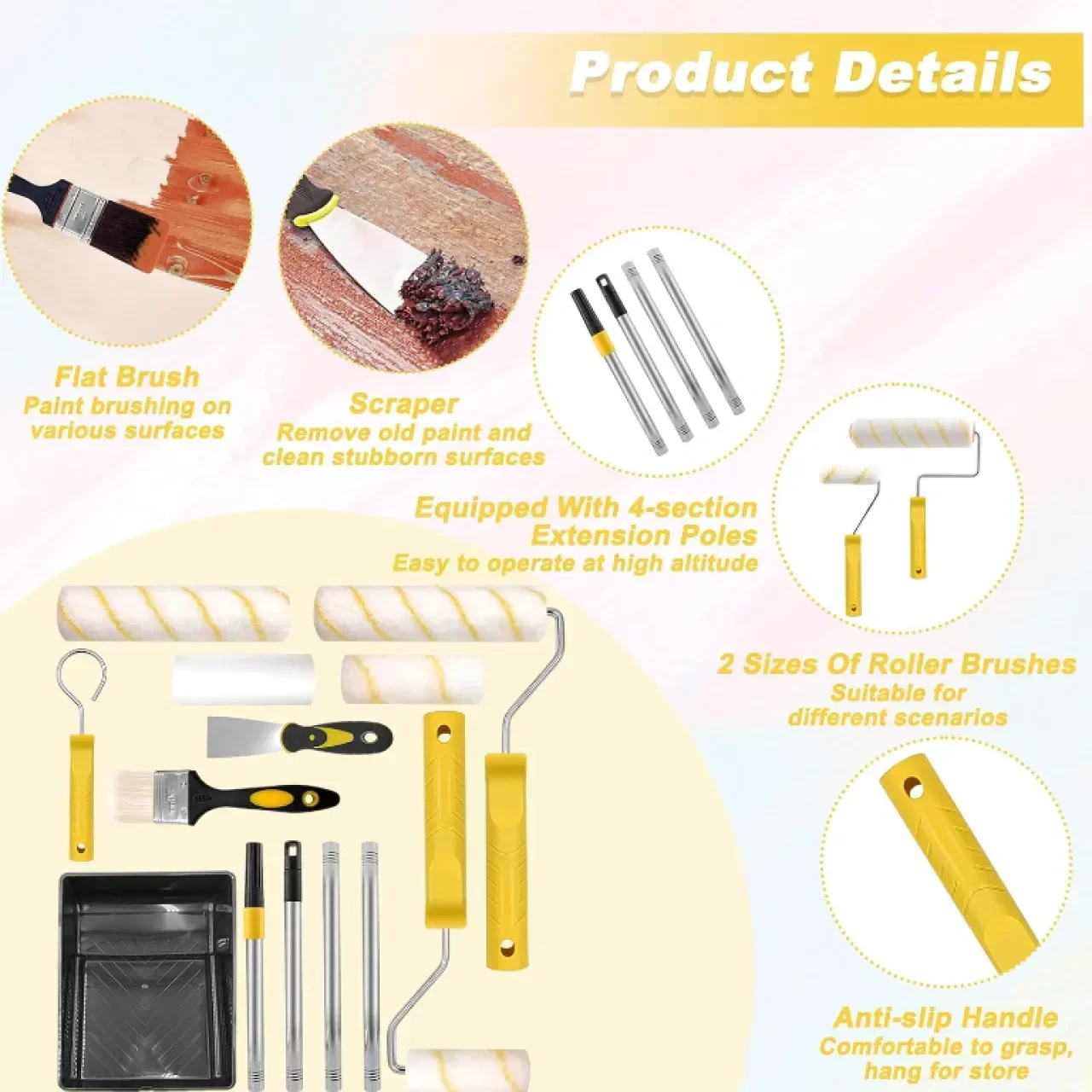 Комплект от 12 части Easy Coater валяци за боядисване с удължител и тава за боядисване — снимка 3