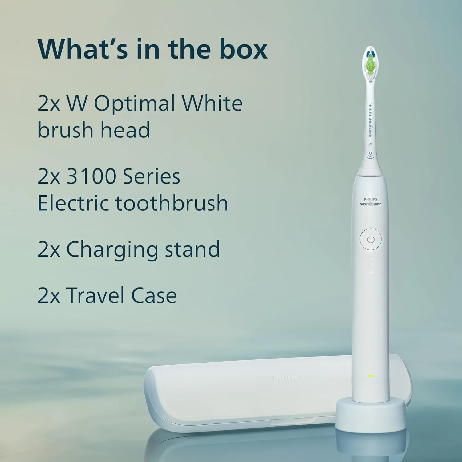 Philips Sonicare 3100 електрическа четка за зъби 2 броя HX4072/41, с 2 поставки за зареждане — снимка 9