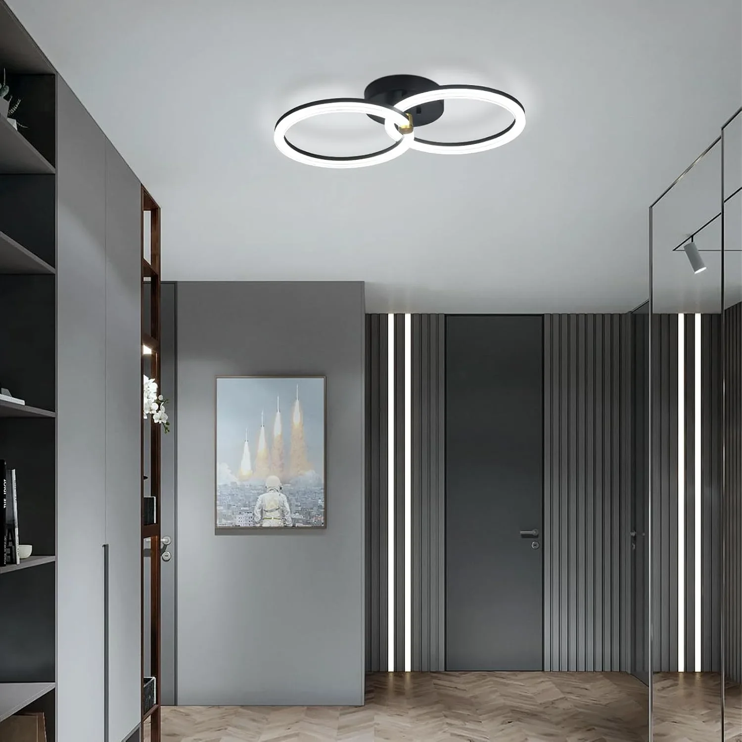 Смарт LED полилей с 2 пръстена и димер (3000–6000K), управление с дистанционно — снимка 3
