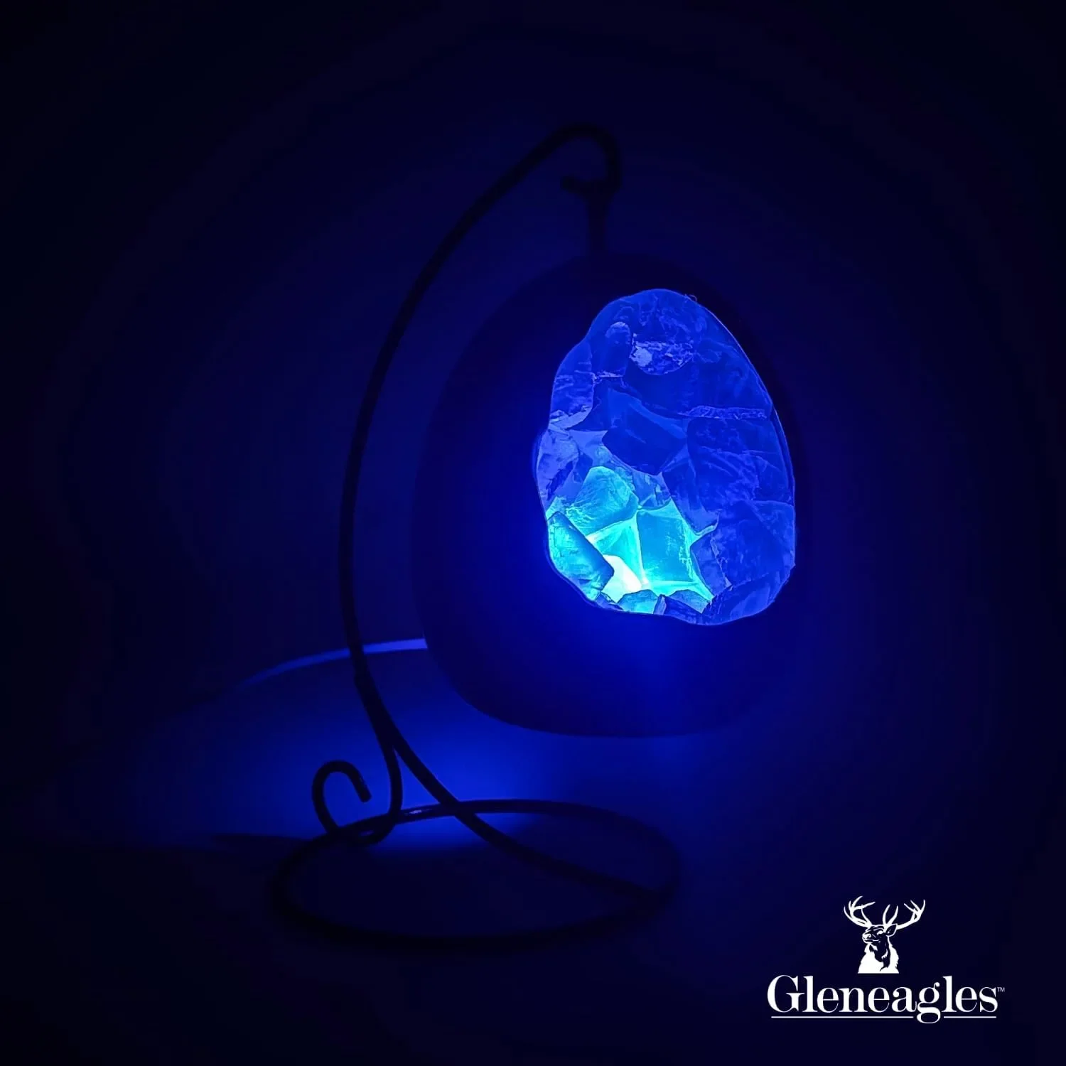 Gleneagles Кристална лампа от син флуорит, LED нощна лампа, декоративно осветление с USB — снимка 7
