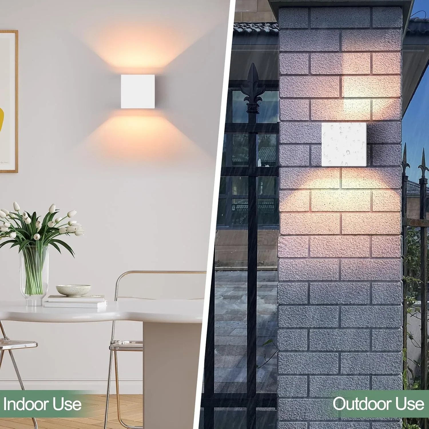 FUDESY LED стенни лампи за външно и вътрешно осветление, комплект 2 бр., 12W, 3000K, IP65, нагоре-надолу — снимка 7