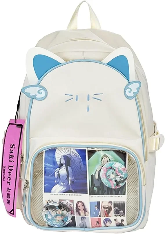Детска раница Kawaii Cat с преден прозорец за снимки, Y2K естетика