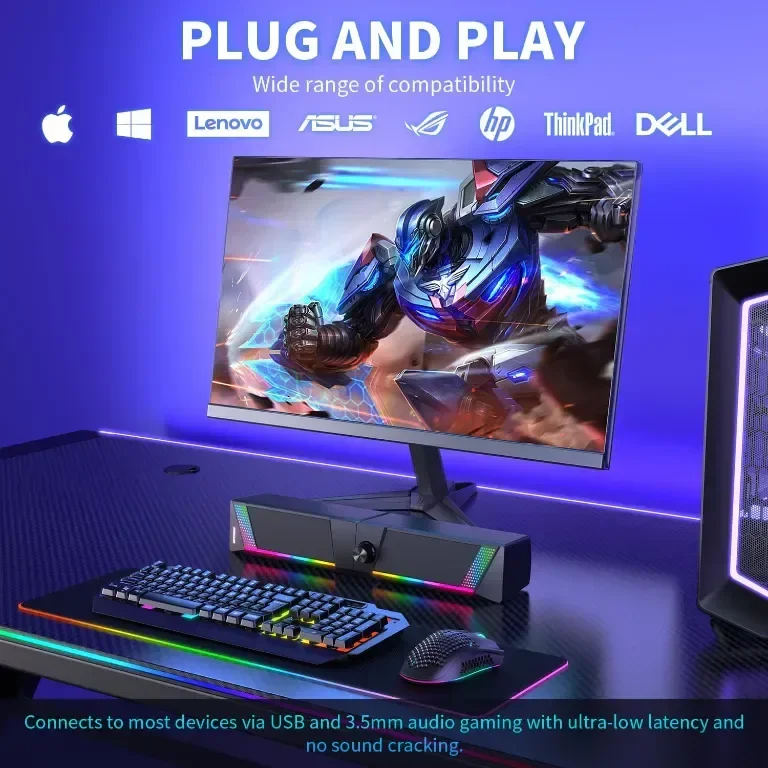 Компютърни високоговорители EnjoyNest, RGB високоговорители, USB захранване, 3,5 mm Aux — снимка 7