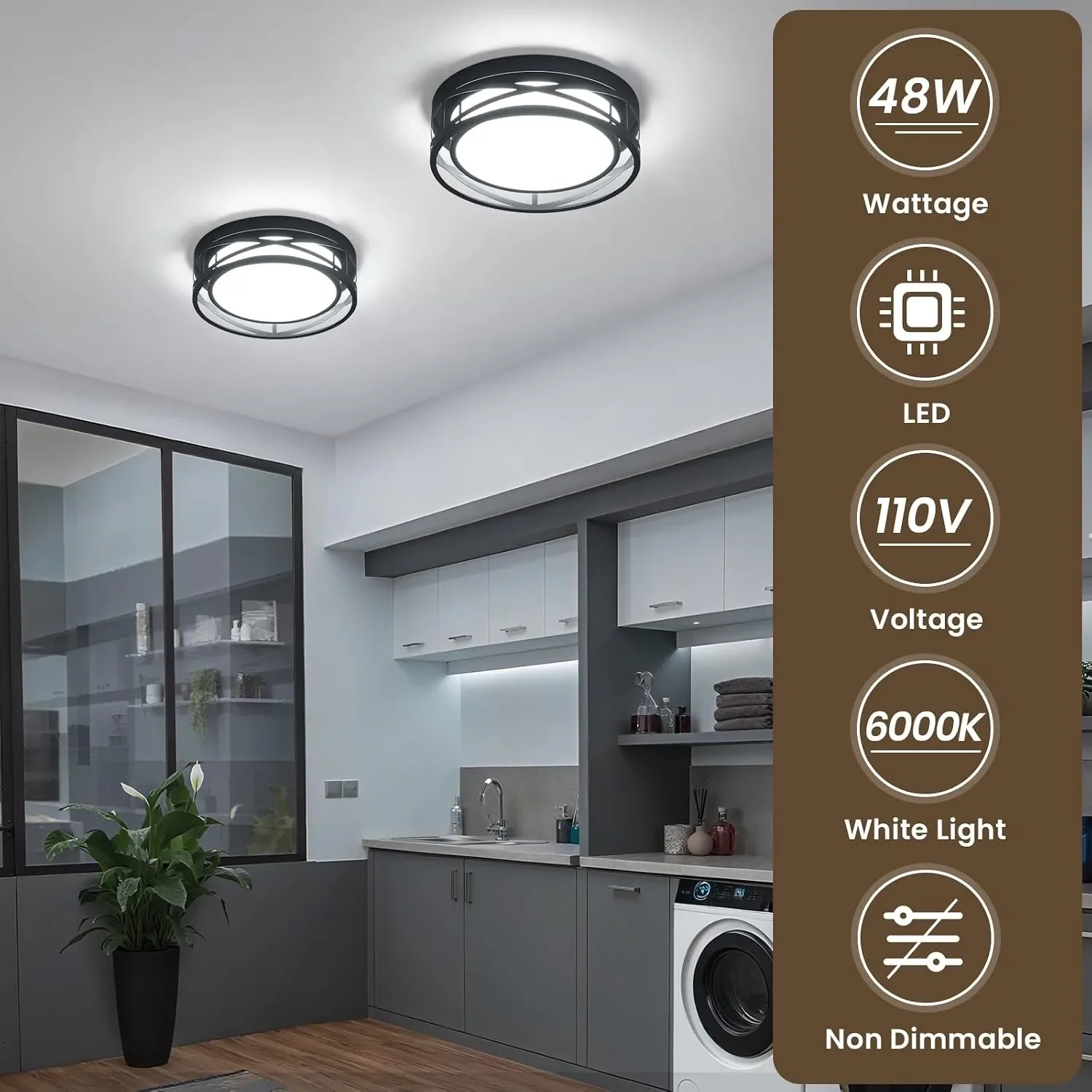 LED таванна лампа за помещение с вграден източник, метална конструкция и акрилен дифузер, 32 см, 6000K — снимка 4