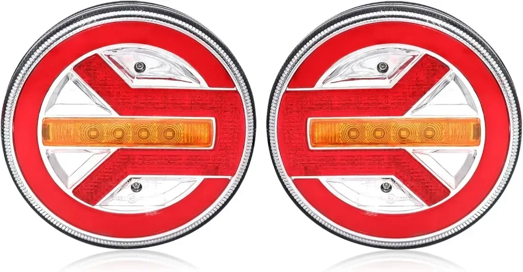 YOYOCOOL Задни LED кръгли фарове за ремарке 12V 24V, водоустойчиви - сертификат E9 (FJ5019-2 броя)