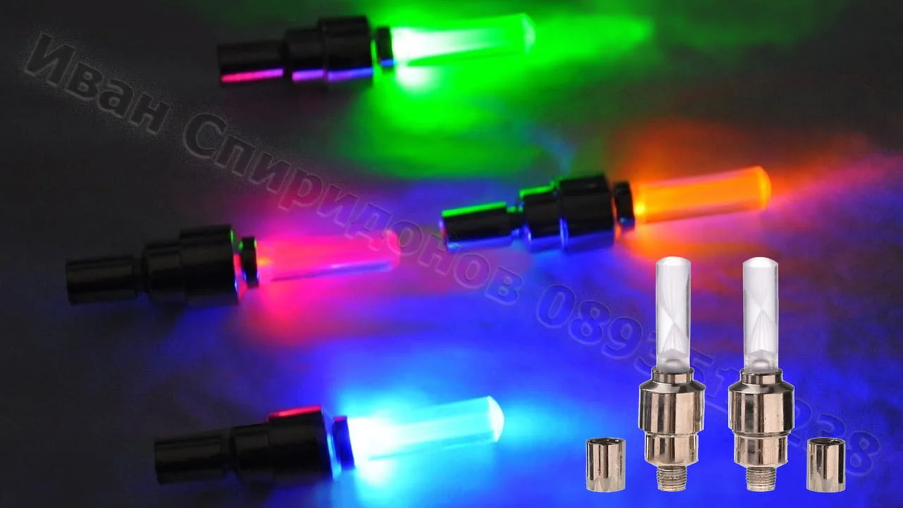 Светеща LED капачка за вентил на гума + ПОДАРЪК батерии — снимка 6