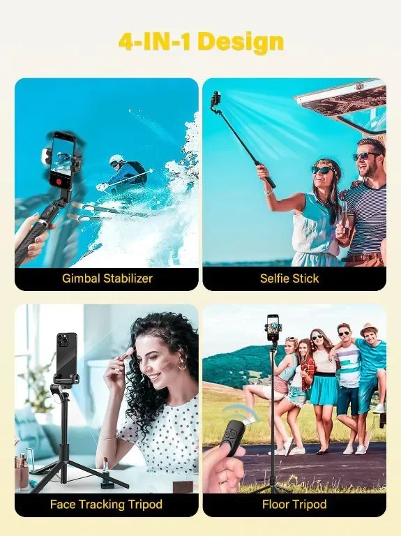 Gimbal стабилизатор за смартфон, лицево проследяване, 4 в 1, 108 CM, M2PRO черен — снимка 3