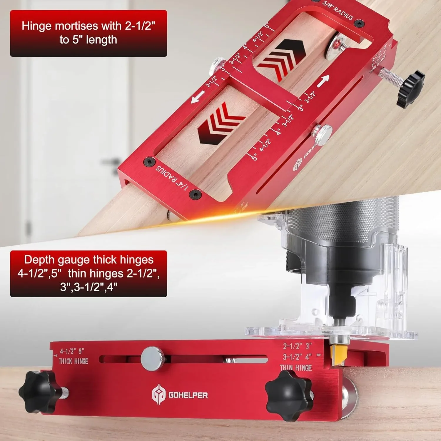 Комплект шаблон за монтаж на панти за врата + фрезови битове и отвертка (Door Hinge Jig) — снимка 5