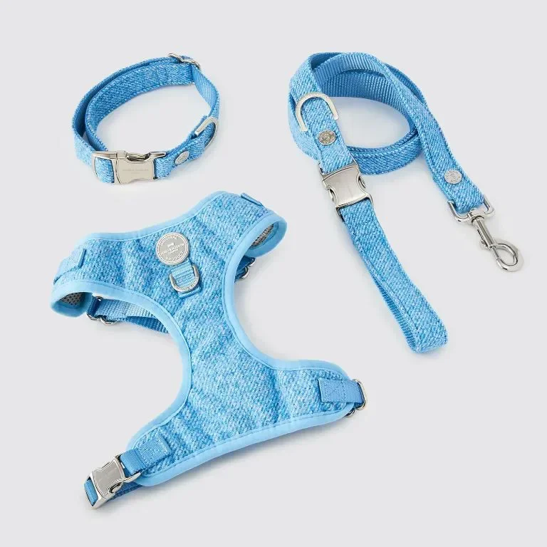 HUGO & HUDSON Повод за кучета от туид, каишка с подплатена дръжка, син, 1,2 м дължина x 1,5 см шир. — снимка 7