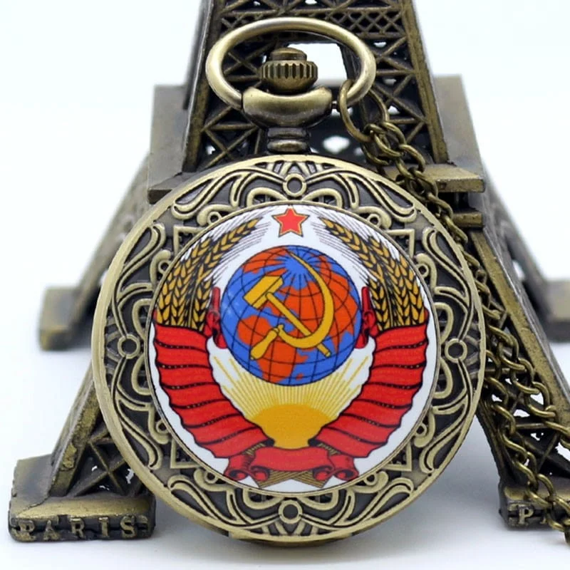 Нов часовник с герба на Съветския съюз СССР комунизъм соц Русия Ленин Путин Сталин джобен