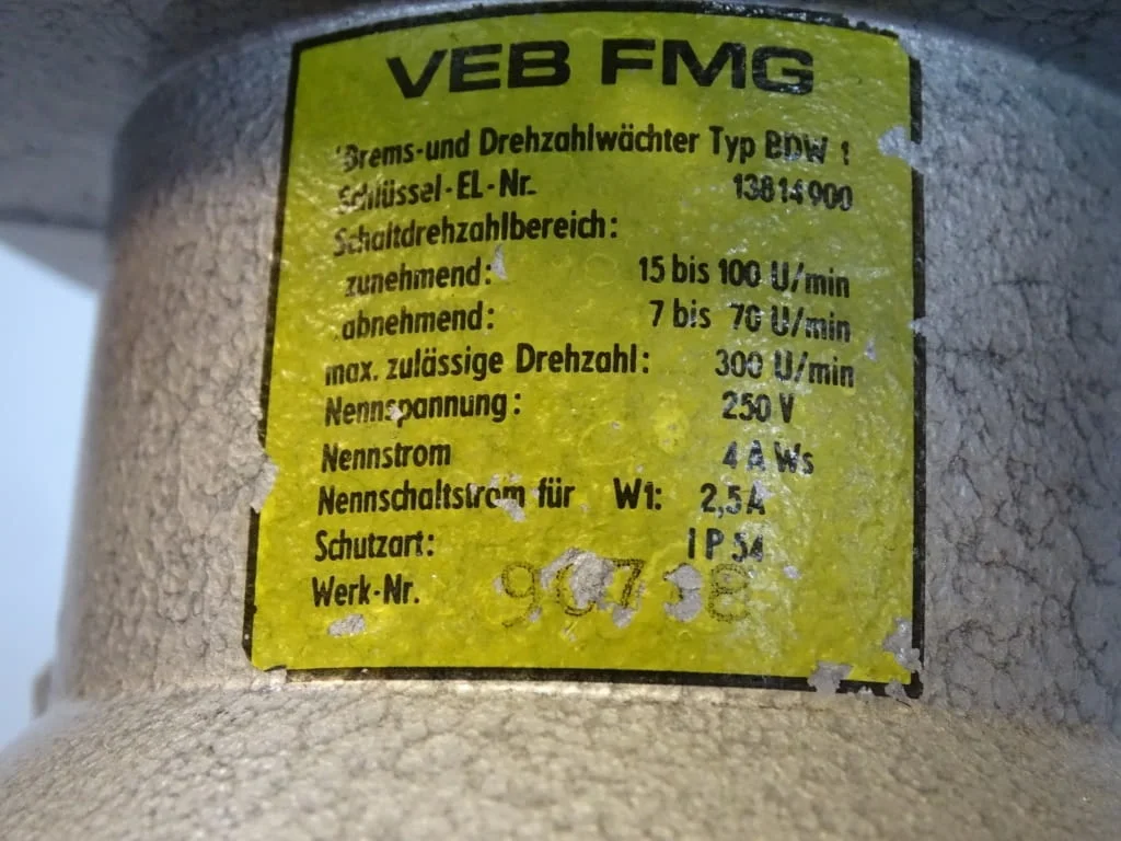Реле за скорост VEB FMG DDR typ BDW1 speed relay 250VAC — снимка 5