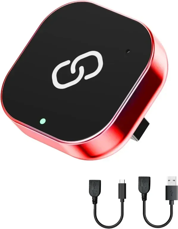 Безжичен CarPlay адаптер Spedal за iPhone, преобразува кабелен в безжичен, червен