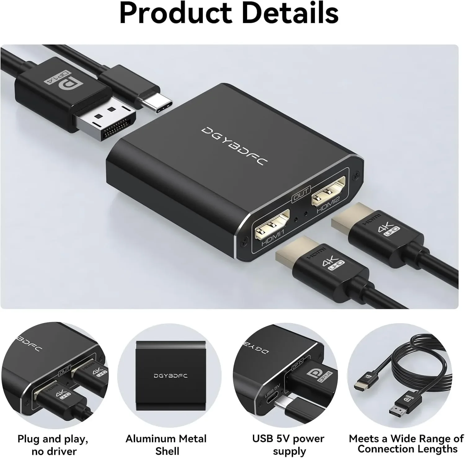 DP 1.4 към 2x HDMI 2.0 адаптер (DisplayPort към двоен HDMI) 4K/60Hz — снимка 6