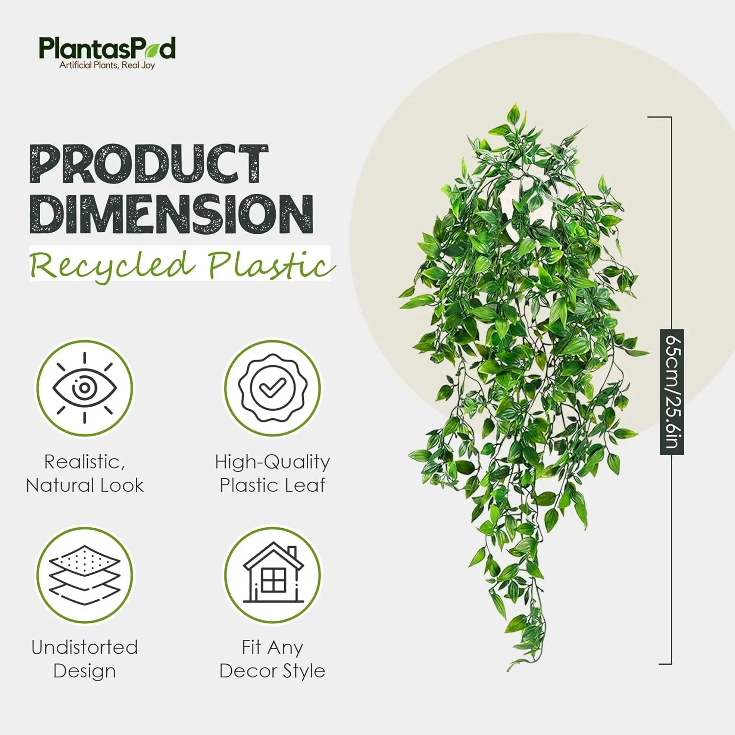PLANTASPROD изкуствени висящи растения в саксии – комплект 2 броя, изкуствена зеленина — снимка 2