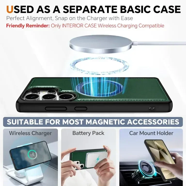 Калъф TUCCH Wallet за Galaxy S25 Ultra (6,9") 2025 5G, 2 в 1 отделящ се фолио калъф, каишка за китка — снимка 4