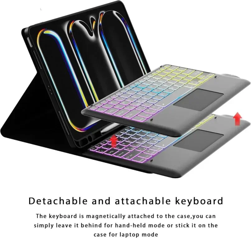 ROOFEI за iPad Pro 13-inch (M4)2024 Калъф с клавиатура,3 зони, 7 цвята — снимка 6