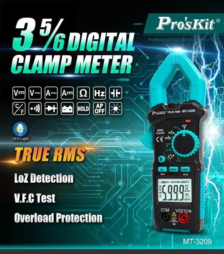 Pro'sKit MT-3209 дигитален клещови мултиметър AC/DC True RMS — снимка 2