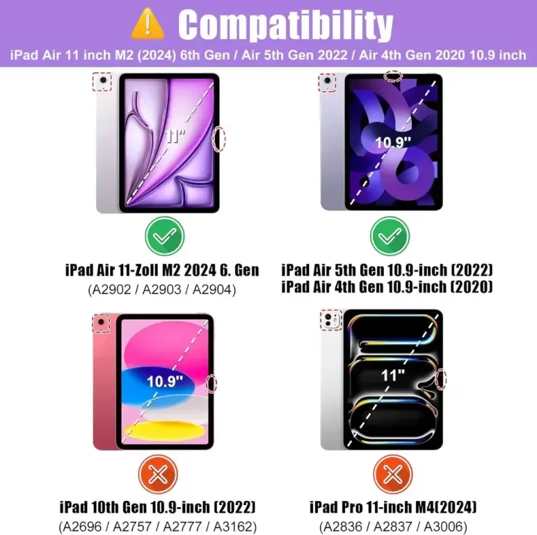 Калъф с клавиатура Zabatoco iPad Air 11 инча 2024, черен — снимка 2