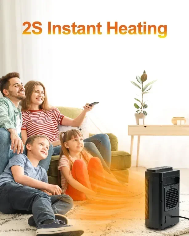 Електрически нагревател UZIMOO - 1500 W с дистанционно, 70° осцилация, 12H таймер, 3 режима — снимка 2
