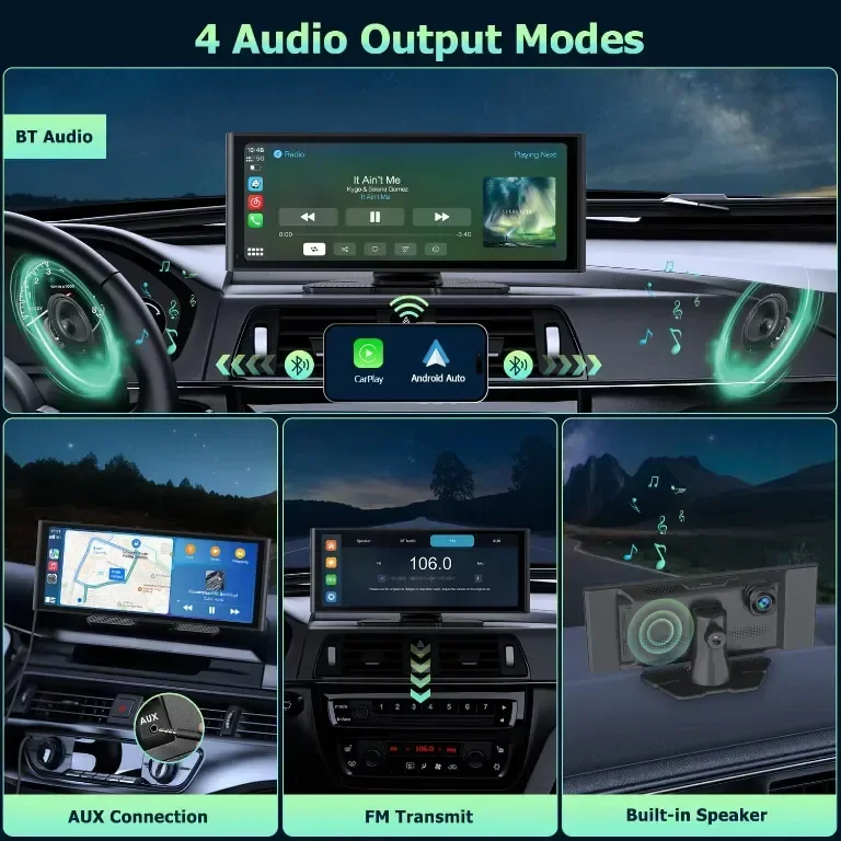 Carplay за кола 9.3'' IPS сензорен екран, с 4K HD Dash Cam+1080P задна — снимка 7