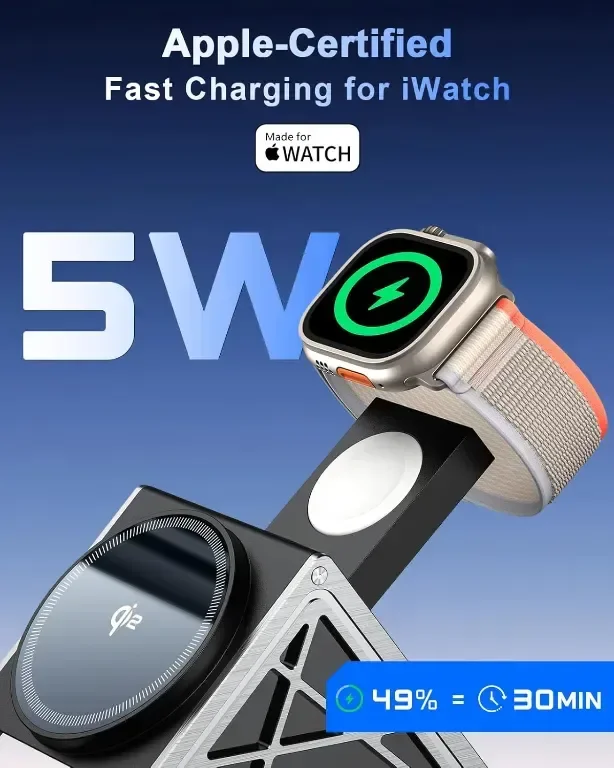 NANAMI Безжично зарядно устройство 3 в 1 за iPhone, iWatch, AirPods — снимка 3