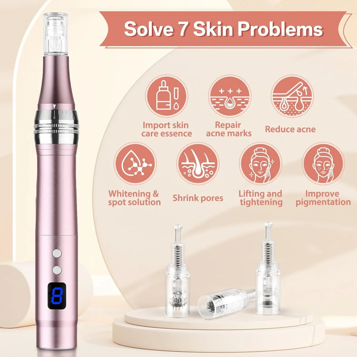Dessnill електрическа микронидлинг писалка Dermapen, 8 скорости, 0–2.5 мм + серум Pure Hyaluronic Acid — снимка 2