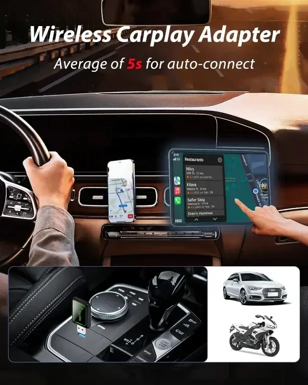 Безжичен Carplay адаптер, Съвместим с 99% от автомобили от 2016 г. и по-нови — снимка 2