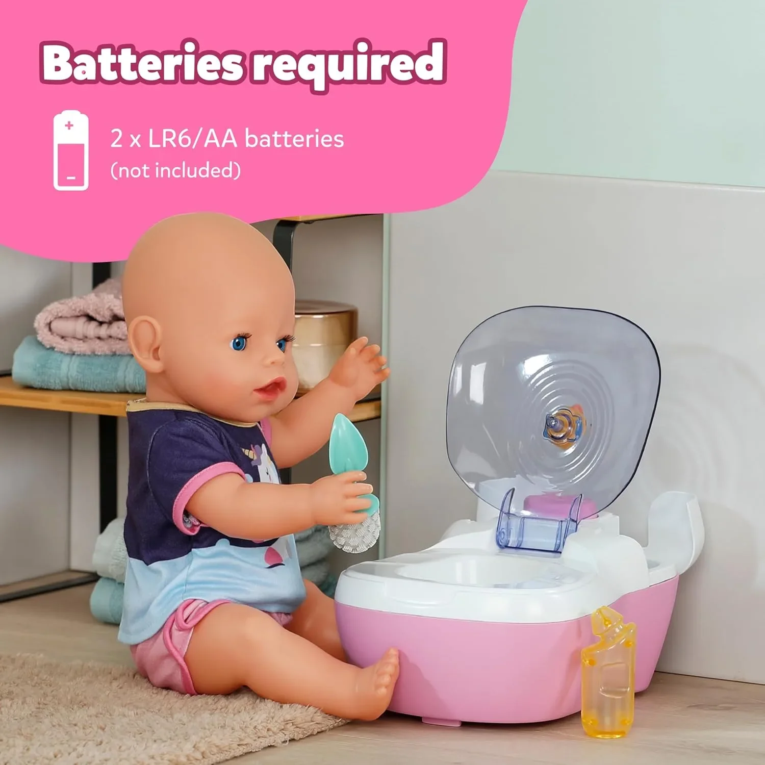 BABY born интерактивна тоалетна за кукли със звуци и 3 аксесоара (за кукли 36 и 43 см) — снимка 8