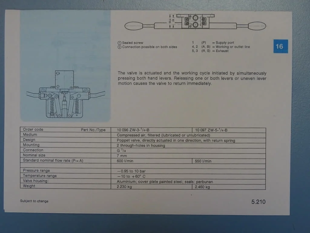 Пневматичен разпределител Festo 10096 ZW-3-1/4 B two handed valve — снимка 8