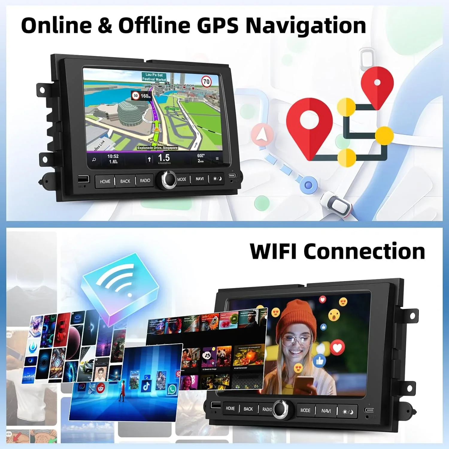 CAMECHO Android 13 автомобилна мултимедия (1G+32G) за Ford F150/F250, CarPlay/Android Auto — снимка 3